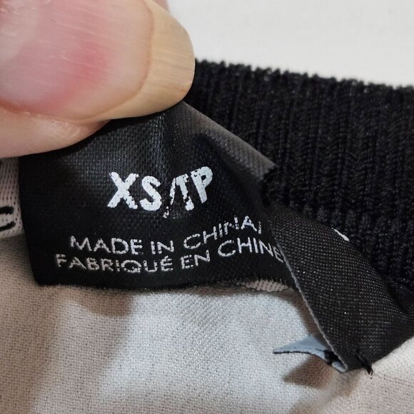 Club Monaco XS Ponte Knit Layered Black & White Asymmetrical Chic Office Top - Picture 6 of 11